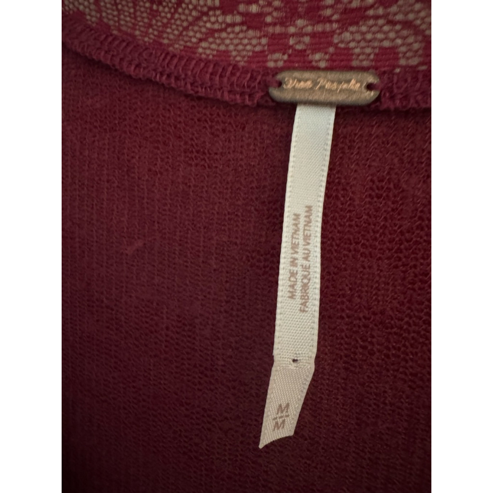 Free People Burgundy Long Sleeve Dress Medium - Picture 6 of 12